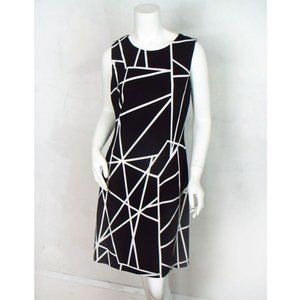 Tommy Hilfiger Size 8 Chic Black and White Abstract Print Sleeveless Dress